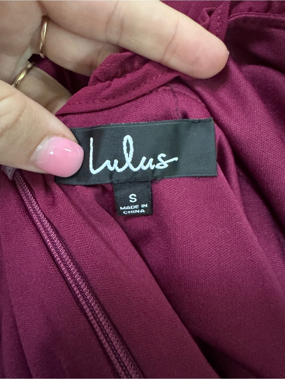 Lulu's Pour the Champagne Burgundy Ruffled Backless Maxi Dress Size Small - Picture 2 of 8